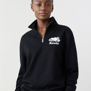 Roots Women's Black Quarter-Zip Pullover Sweatshirt
